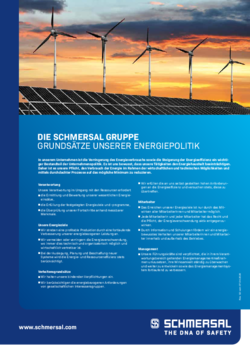 Die Schmersal Gruppe – Grundsätze unserer Energiepolitik